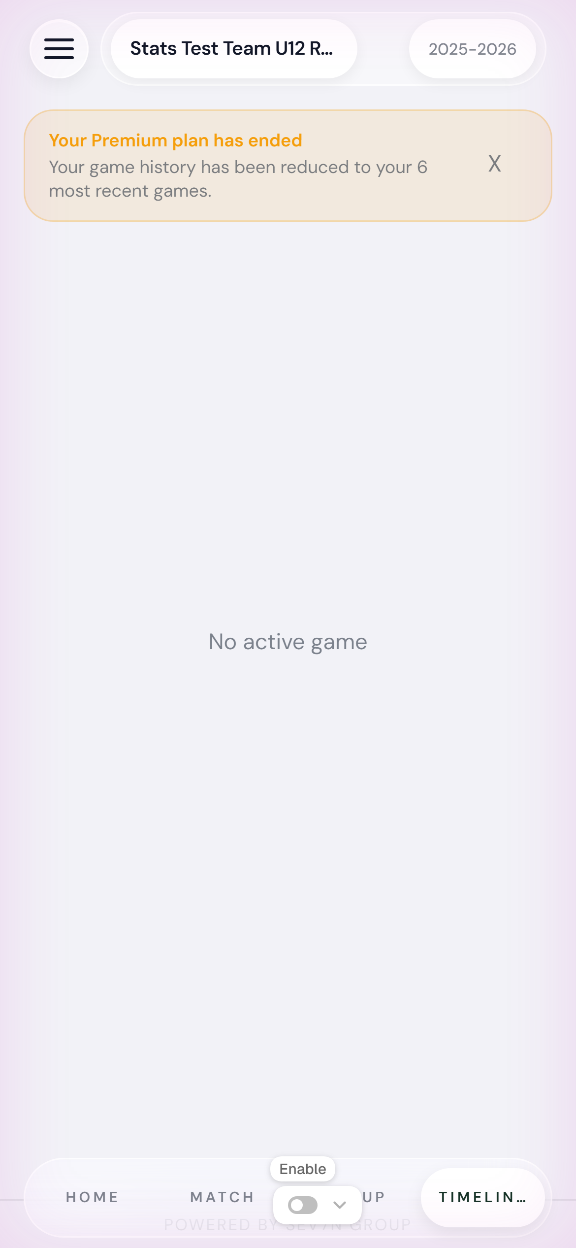 Edit event modal showing fields to change event type, player, and timestamp, with a delete button