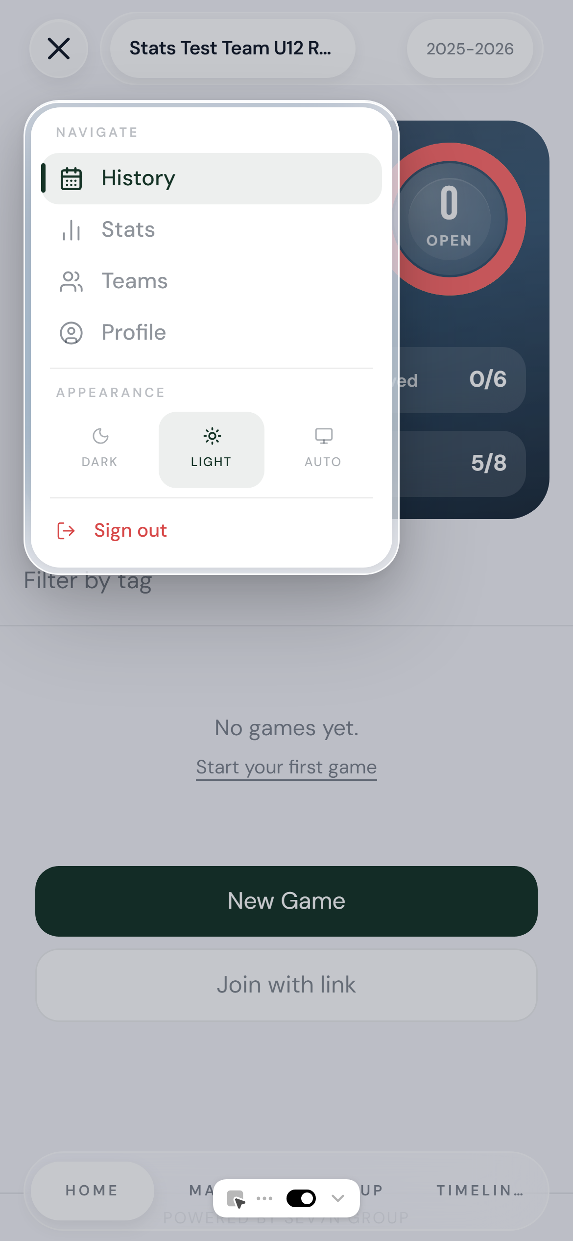 Game card three-dot menu showing Archive Game, Share, and Delete options